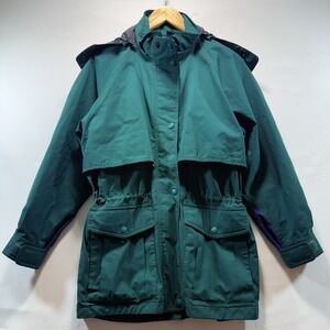 Eddie Bauer Women's S Vented Hooded Packable Windbreaker Gore Tex Jacket Green